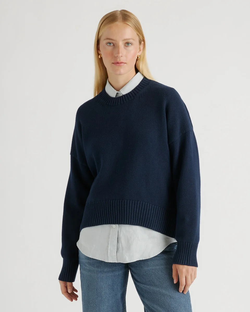 Quince 100% Organic Cotton Boyfriend Crew Sweater — official product photograph