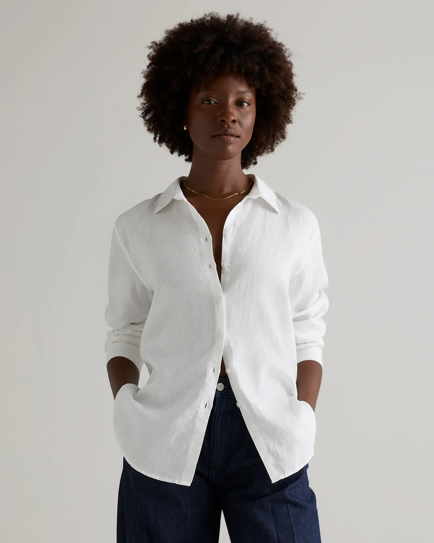 Quince 100% European Linen Long Sleeve Shirt — official product photograph