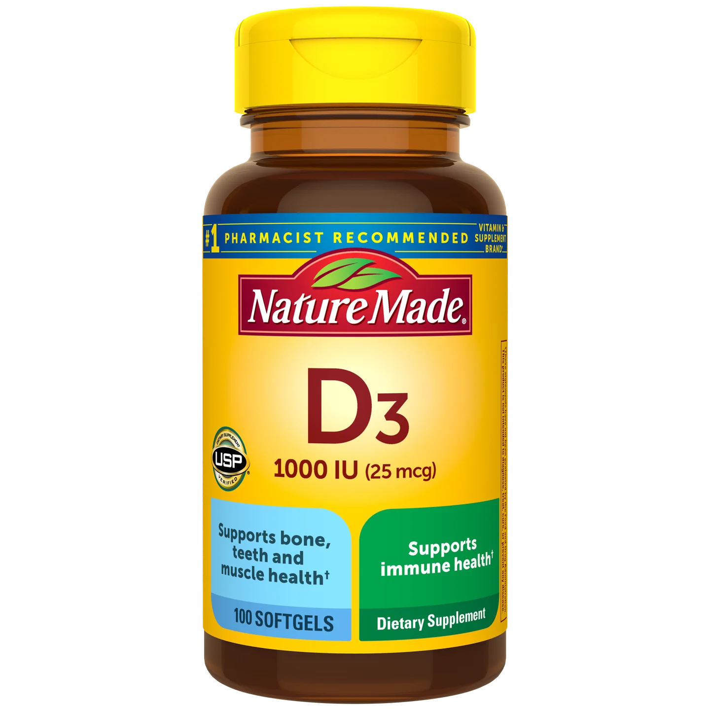 Nature Made Vitamin D3 1000 IU Softgels — official product photograph